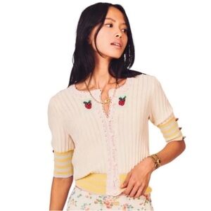 LoveShackFancy Benny Cardigan in Strawberry Fields